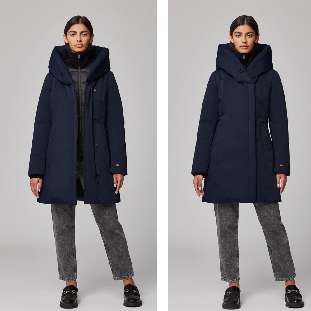 Soia & Kyo Navy Hooded Down Coat